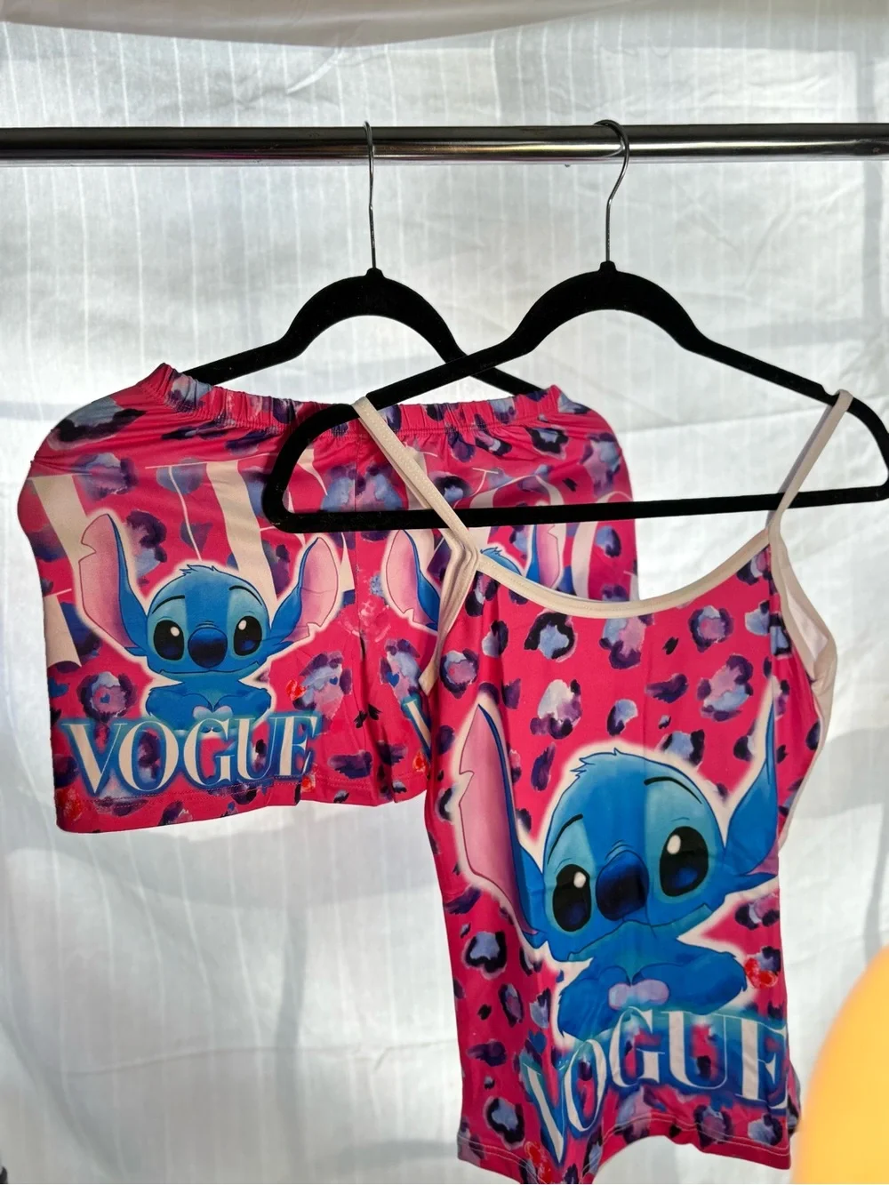 Stitch Graphic Pink Tank & Shorts Set - 